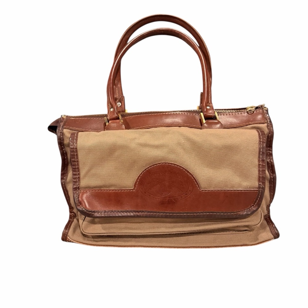 Vintage Orvis Tan and Brown Leather Canvas Satchel